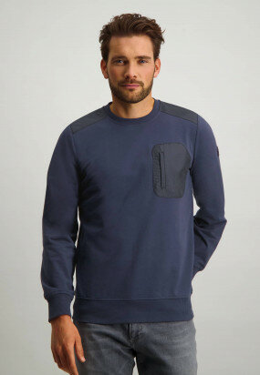 Sweatshirt-with-chest-pocket---dark-blue-plain