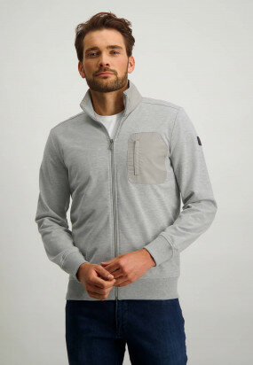 Sweat-cardigan-with-nylon-details---lightgrey-plain