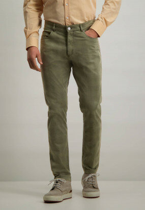 Stretch-trousers-with-print---moss-green-plain