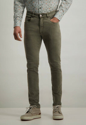 Stretch-trousers-with-modern-fit---moss-green-plain