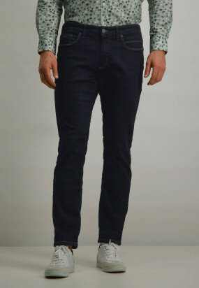 Stretch-jeans-with-cotton---dark-blue-plain