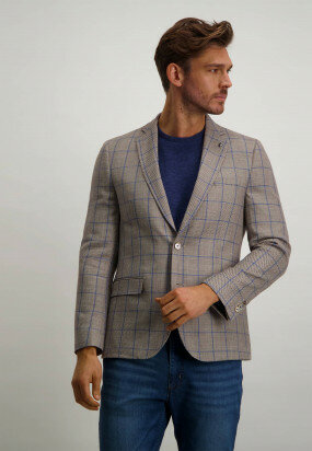 Checked-blazer-with-modern-fit---cream/grey-blue