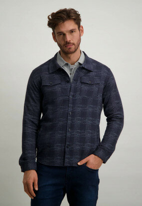 Checked-overshirt-in-a-linen-blend---navy/mid-blue