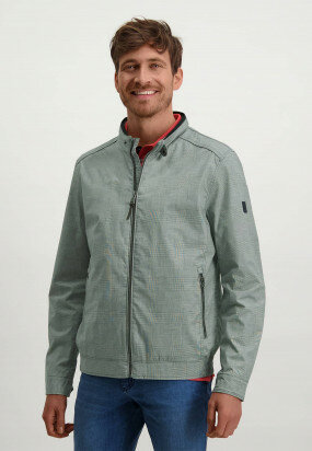 Short-jacket-with-checked-pattern---medium-grey/dark-blue