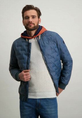 Short-jacket-with-zipper-closure---grey-blue-plain