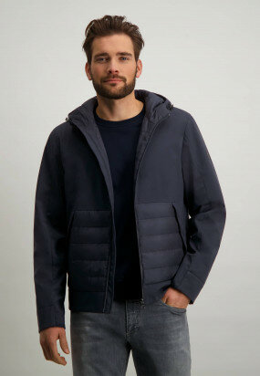 Hooded-short-jacket---dark-blue-plain