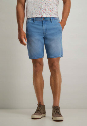 Denim-shorts-with-regular-fit---blue-plain
