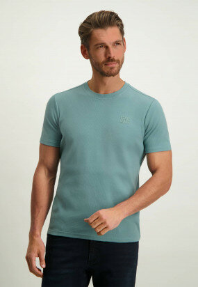 T-Shirt-aus-Baumwolle---azurblau-uni