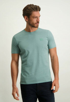 Regular-Fit-T-Shirt-aus-Baumwolle---azurblau-uni