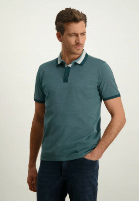 Poloshirt-aus-merzerisierter-Baumwolle---blattgrün/azurblau