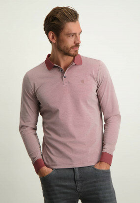 Piqué-Poloshirt-mit-kontrastierendem-Kragen---alt-rosa/greige