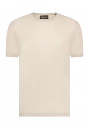 ATELIER-T-Shirt-aus-einer-luxuriösen-Mischung---hellbeige-uni