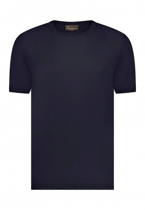 ATELIER-T-Shirt-aus-einer-luxuriösen-Mischung---dunkelblau-uni