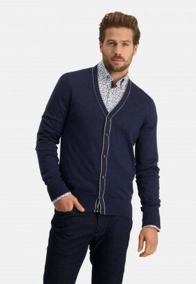 Cardigan-with-button-closure---midnight/white-grey
