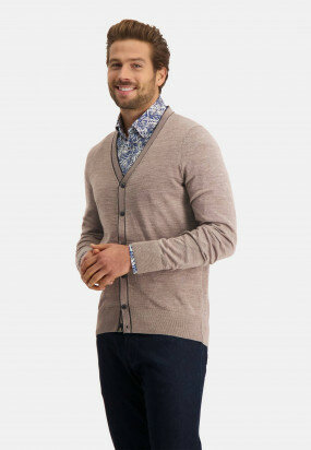 Cardigan-with-button-closure---white-grey/charcoal
