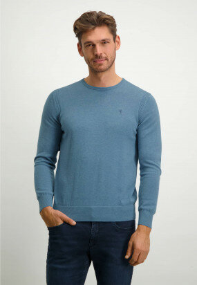 Organic-cotton-round-neck-jumper---grey-blue-plain