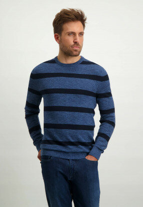 Gestreifter-Pullover-aus-100%-Baumwolle---dunkelblau/kobalt