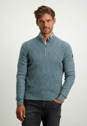 Jumper-with-sport-zip-and-elbow-patches---midnight/grey-blue