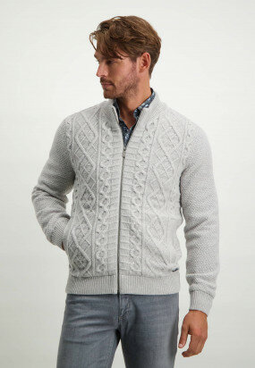 Lambswool-blend-cable-knit-cardigan---silver-grey/mid-grey