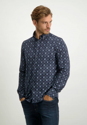 Cotton-shirt-with-all-over-print---midnight/cobalt