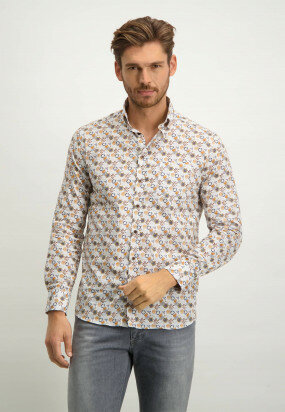Cotton-shirt-with-chest-pocket---cognac/mango