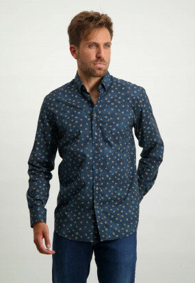 Button-down-overhemd-van-biologisch-katoen---donkerblauw/grijsblauw