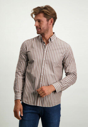 Striped-organic-cotton-shirt---sepia/white