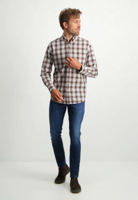 Checked-organic-cotton-shirt---dusty-pink/sepia