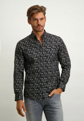 Organic-cotton-shirt-with-chest-pocket---silvergrey/dark-anthracit