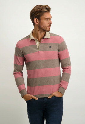 Rugbyshirt-met-streepdessin---oud-roze/sepia