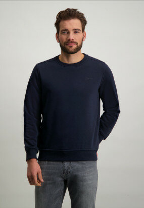 Sweatshirt-with-round-neckline---dark-blue-plain