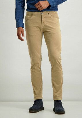 Twill-stretch-trousers-with-button-and-zip---sepia-plain