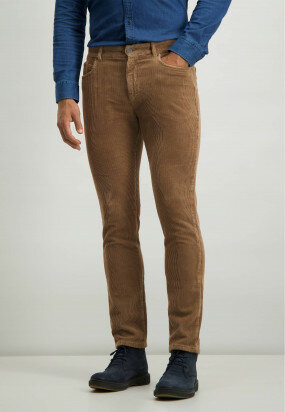 Stretch-trousers-in-corduroy---sepia-plain