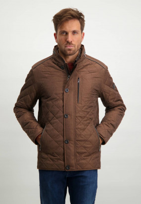 Quilted-mid-length-jacket---brick-plain