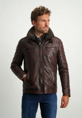 Short-lamb-leather-jacket---brown-plain