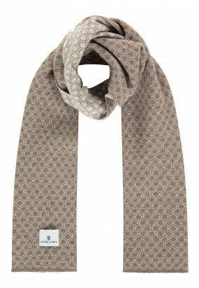 Jacquard-scarf-in-lambswool-blend---sepia/cream