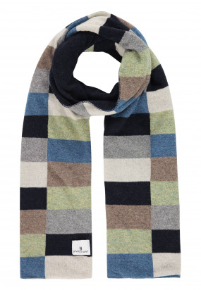 Lambswool-blend-scarf-with-logo-patch---midnight/grey-blue