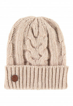 Lambswool-blend-cable-knit-hat---cream-plain