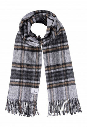 Scarf-with-chequered-pattern-made-of-acrylic---cream/charcoal