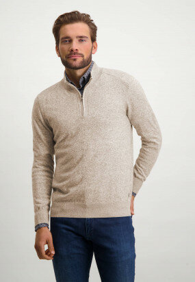 Jumper-with-sport-zip-and-regular-fit---sand-plain