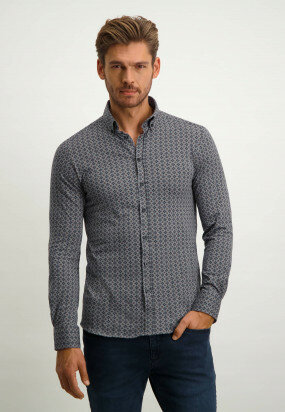 Cotton-shirt-with-all-over-print---medium-grey/dark-blue