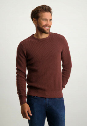 Pullover-mit-R-Ausschnitt-aus-Bio-Baumwolle---ziegel-uni