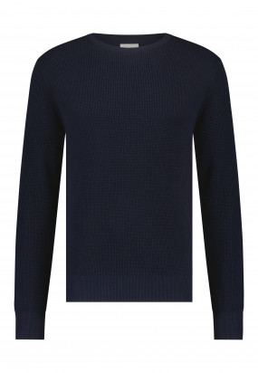 Pullover-mit-R-Ausschnitt-aus-Bio-Baumwolle---dunkelblau-uni