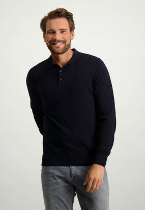 Poloshirt-Regular-Fit-aus-Baumwolle---dunkelblau-uni