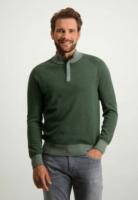 Jumper-with-sportzip-and-raglan-sleeves---moss-green/silvergrey