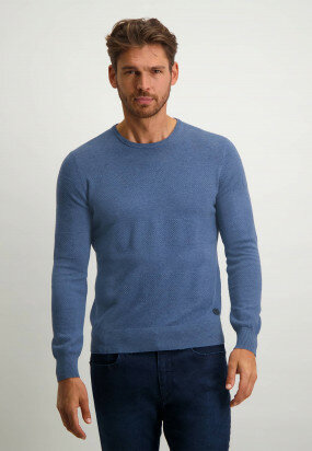 Pullover-mit-Rundhalsausschnitt-aus-Bio-Baumwolle---grau-blau-uni