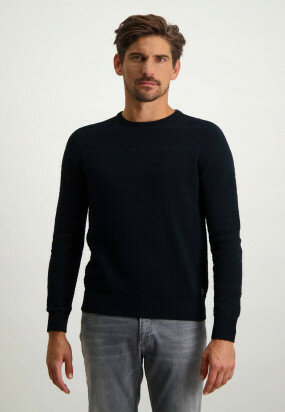 Organic-cotton-round-neck-jumper---dark-blue-plain