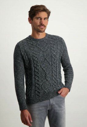 Cotton-cable-knit-jumper---midnight/beige