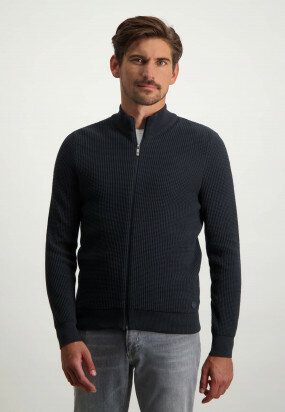 Cardigan-with-fine-honeycomb-texture---midnight/charcoal