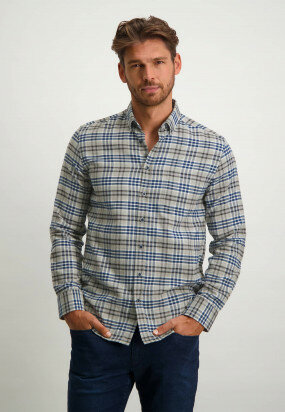 Checked-organic-cotton-shirt---mid-grey/cobalt